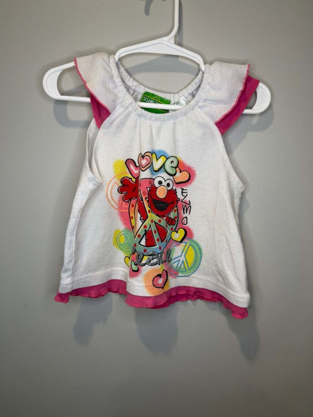 Sesame Street Elmo Peace Shirt Size 3 White Pink